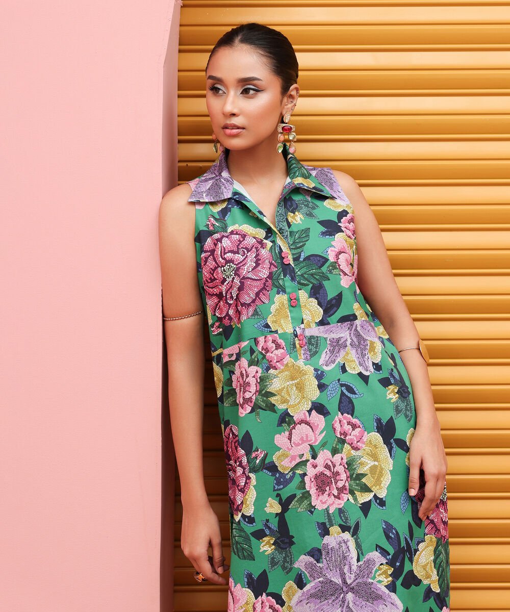 2 Piece - Printed Lawn Suit Women's Unstitched Lawn Printed Multi 2 Piece Suit