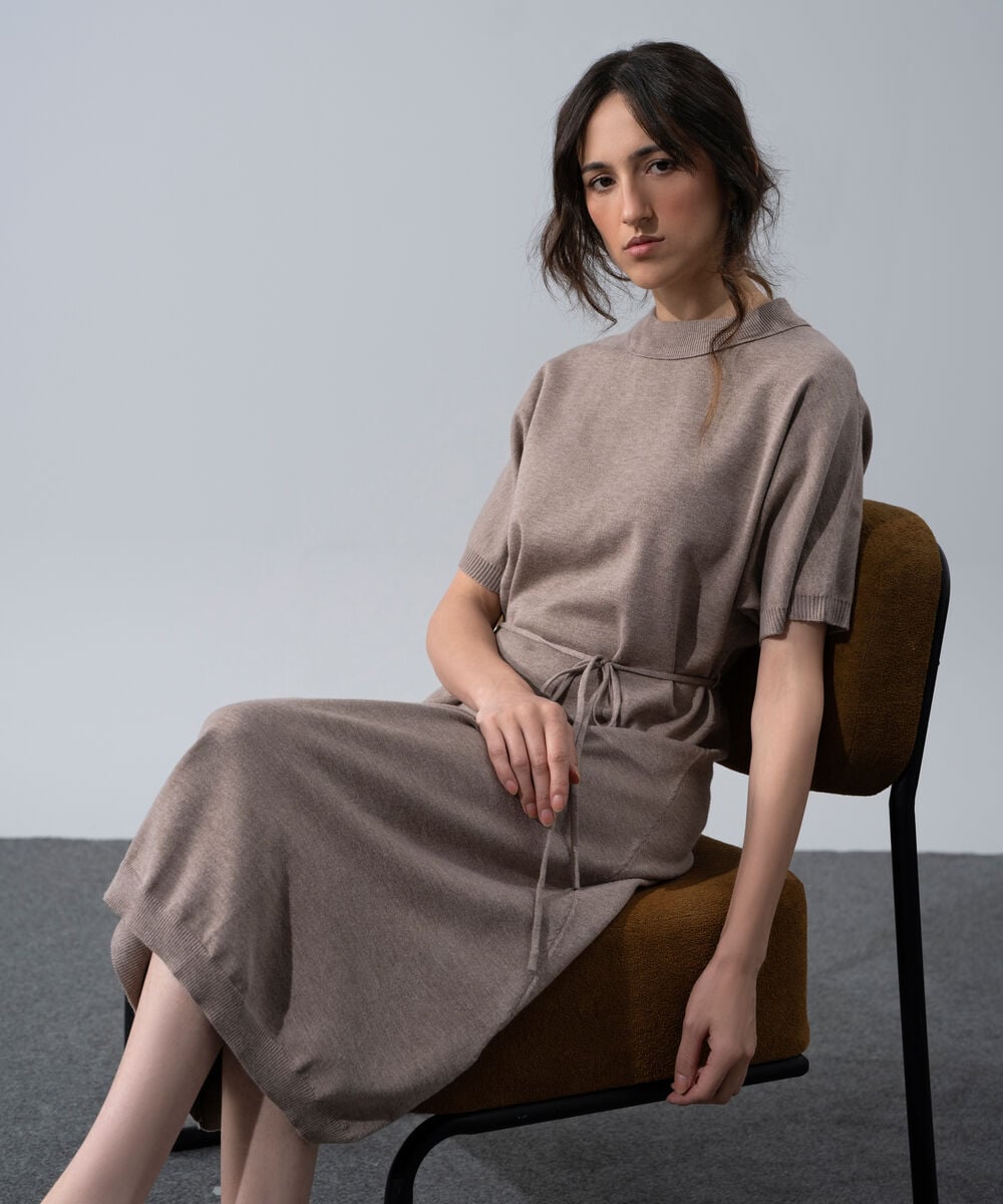 Women's Western Wear Taupe Short Sleeve Knit Dress