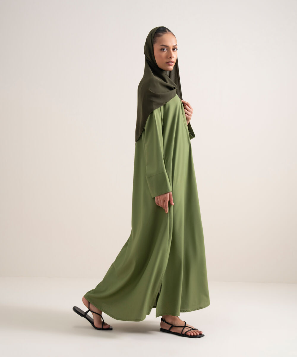 Women's Green Button Through Kimono Abbaya
