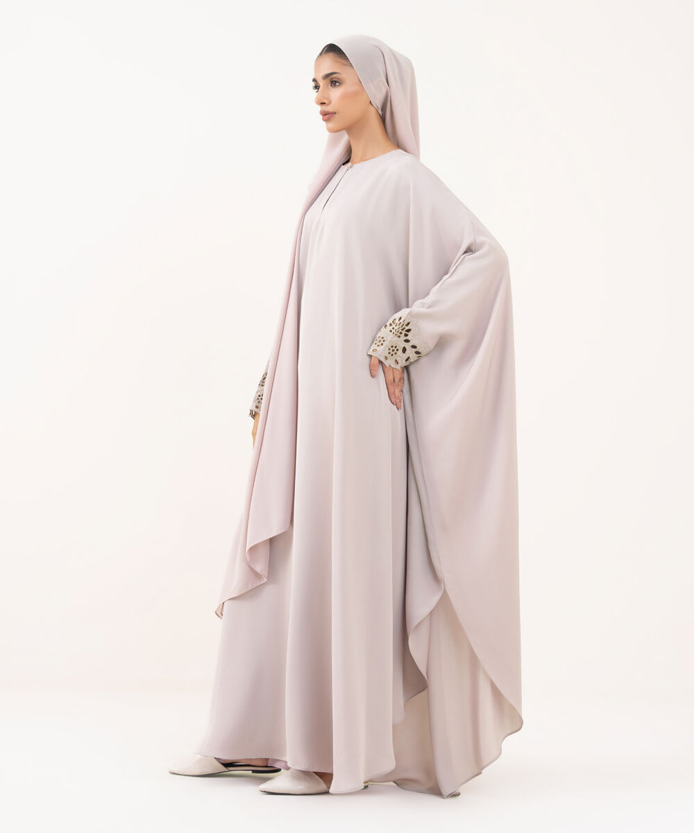 Women's Pink Polyester Abaya Set