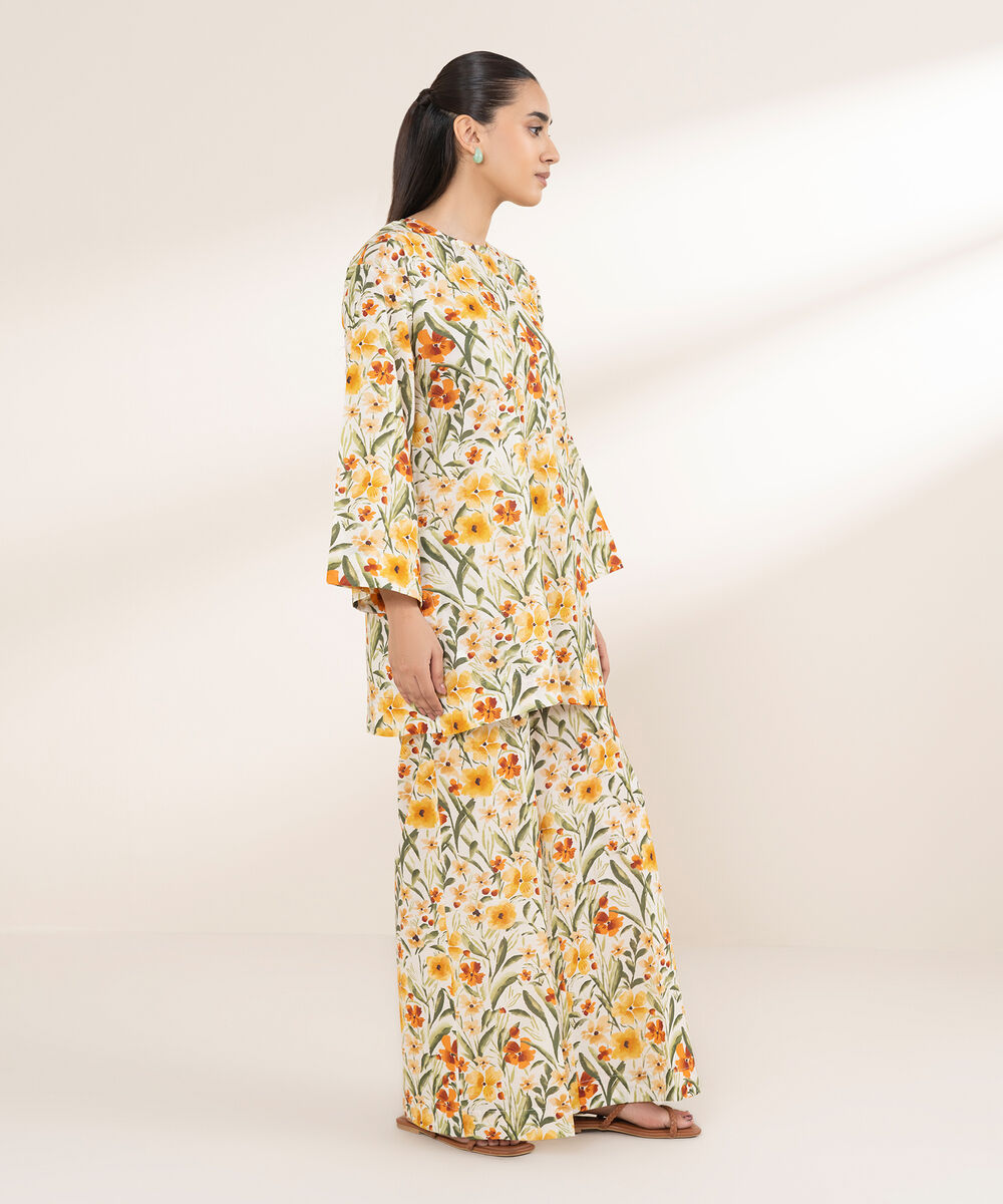 Women's RTW Lycra Multi Printed Drop Shoulder Shirt