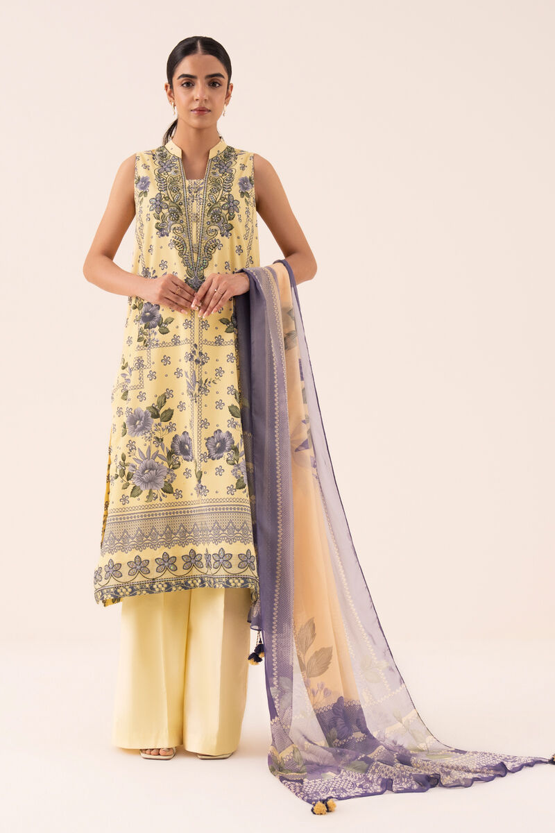 3 Piece -  Embroidered Cotton Viscose Suit