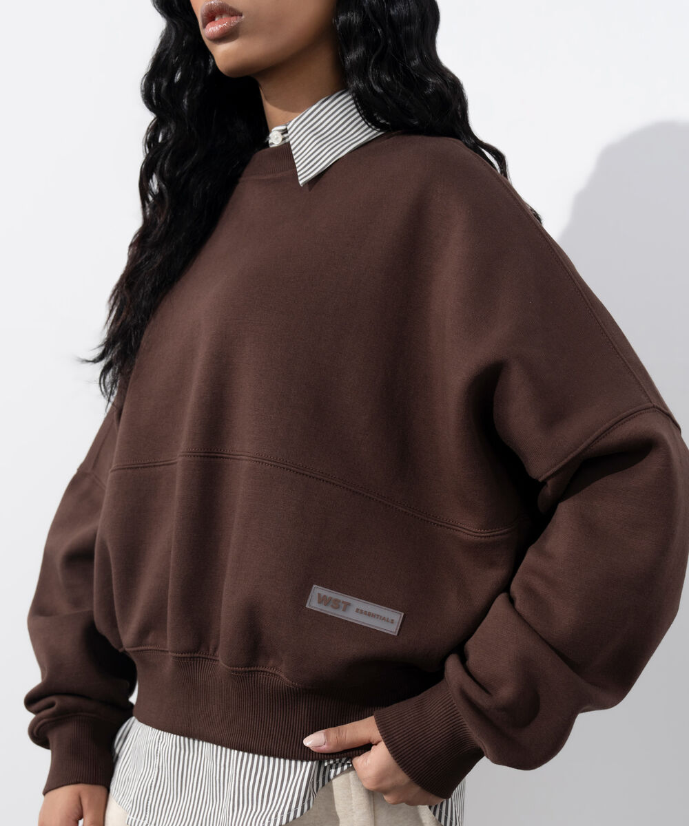 Women's Western Wear Brown Oversized Fleece Sweatshirt