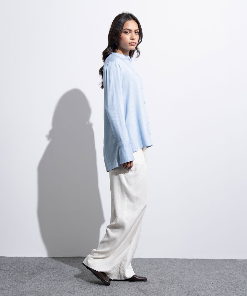 Women's Western light Blue Regular-Fit Button Through  Shirt