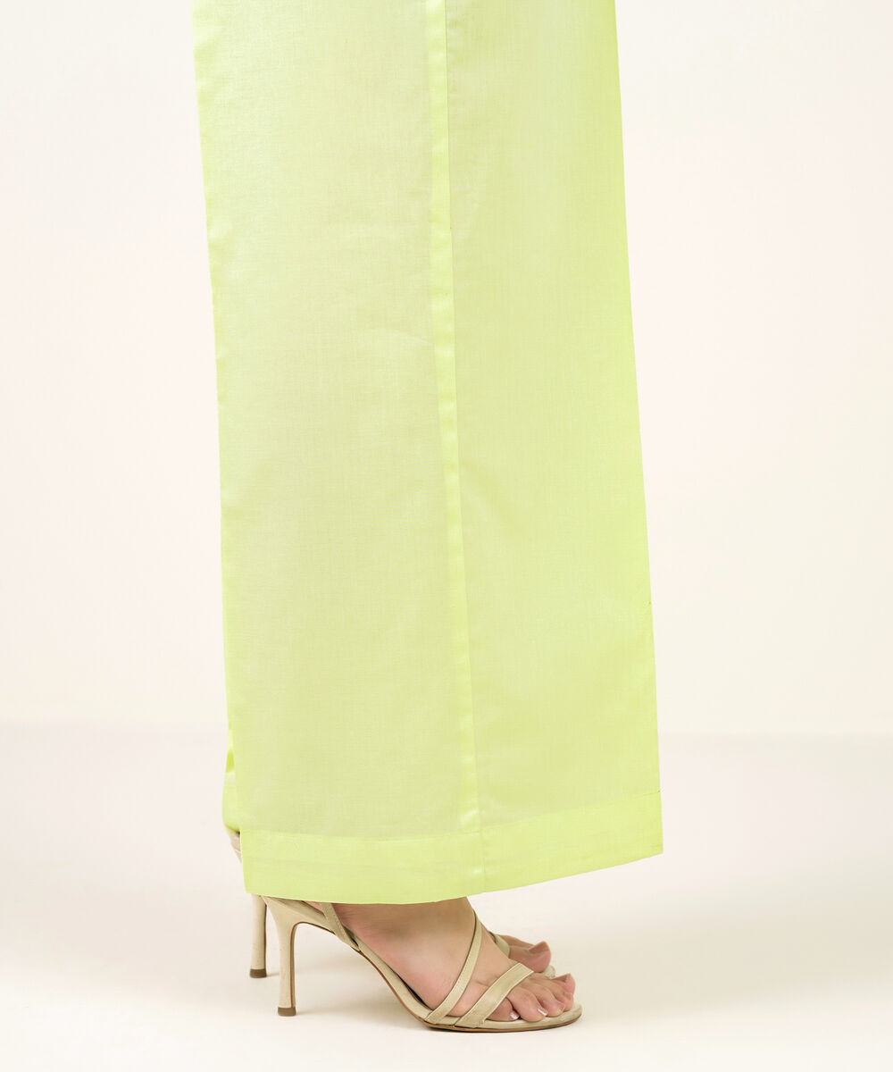 Women's RTW Cambric Solid Mint Green Flared Pants