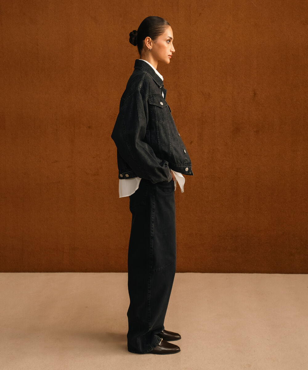 Women's Western Wear Grey Denim Trucker Jacket