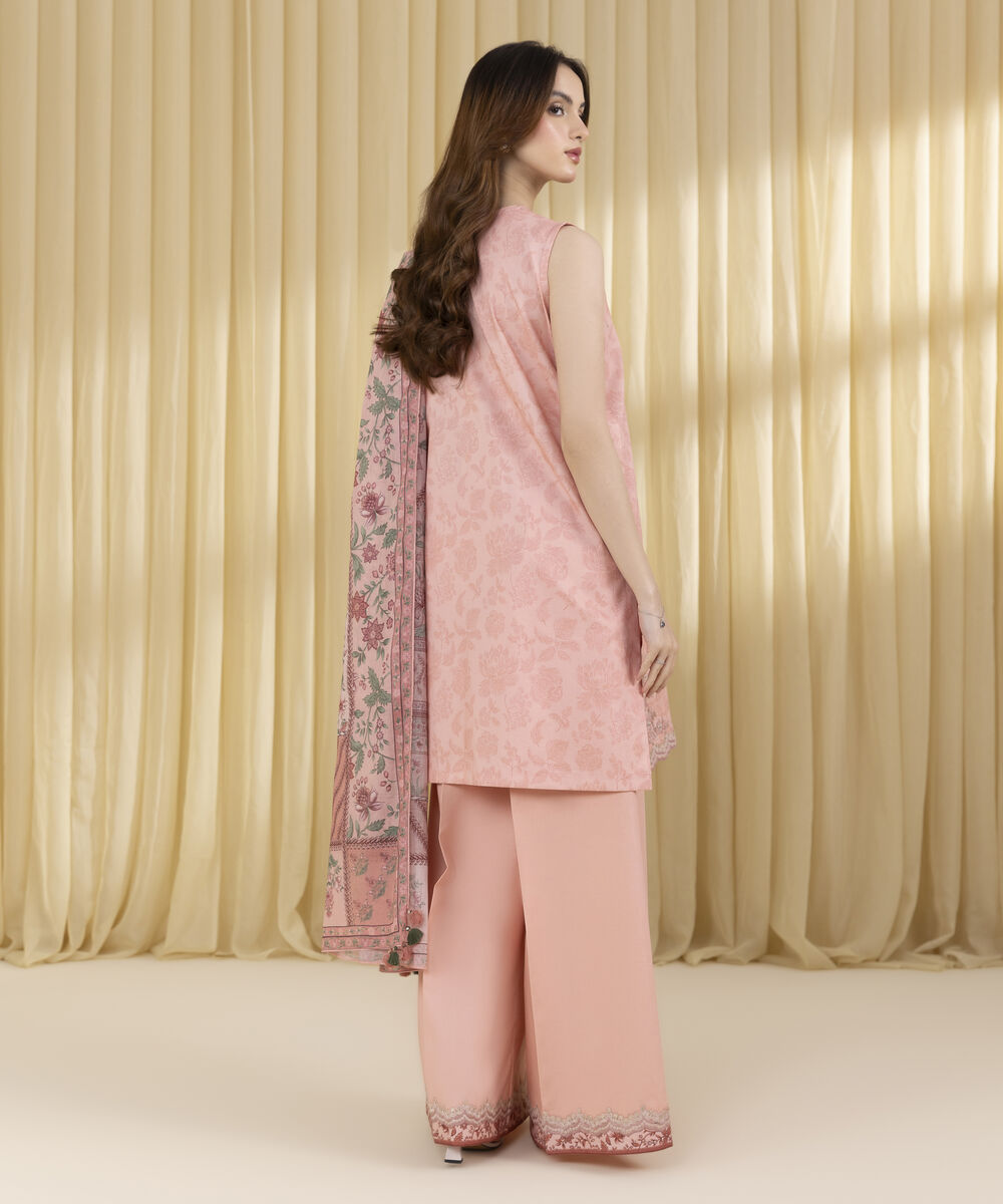 Unstitched Women's Pink Lawn 3 Piece Suit