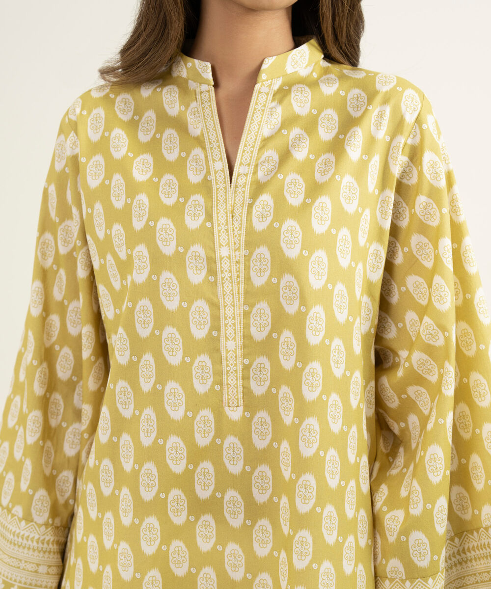 Women's Unstitched Lawn Printed Yellow 2 Piece Suit