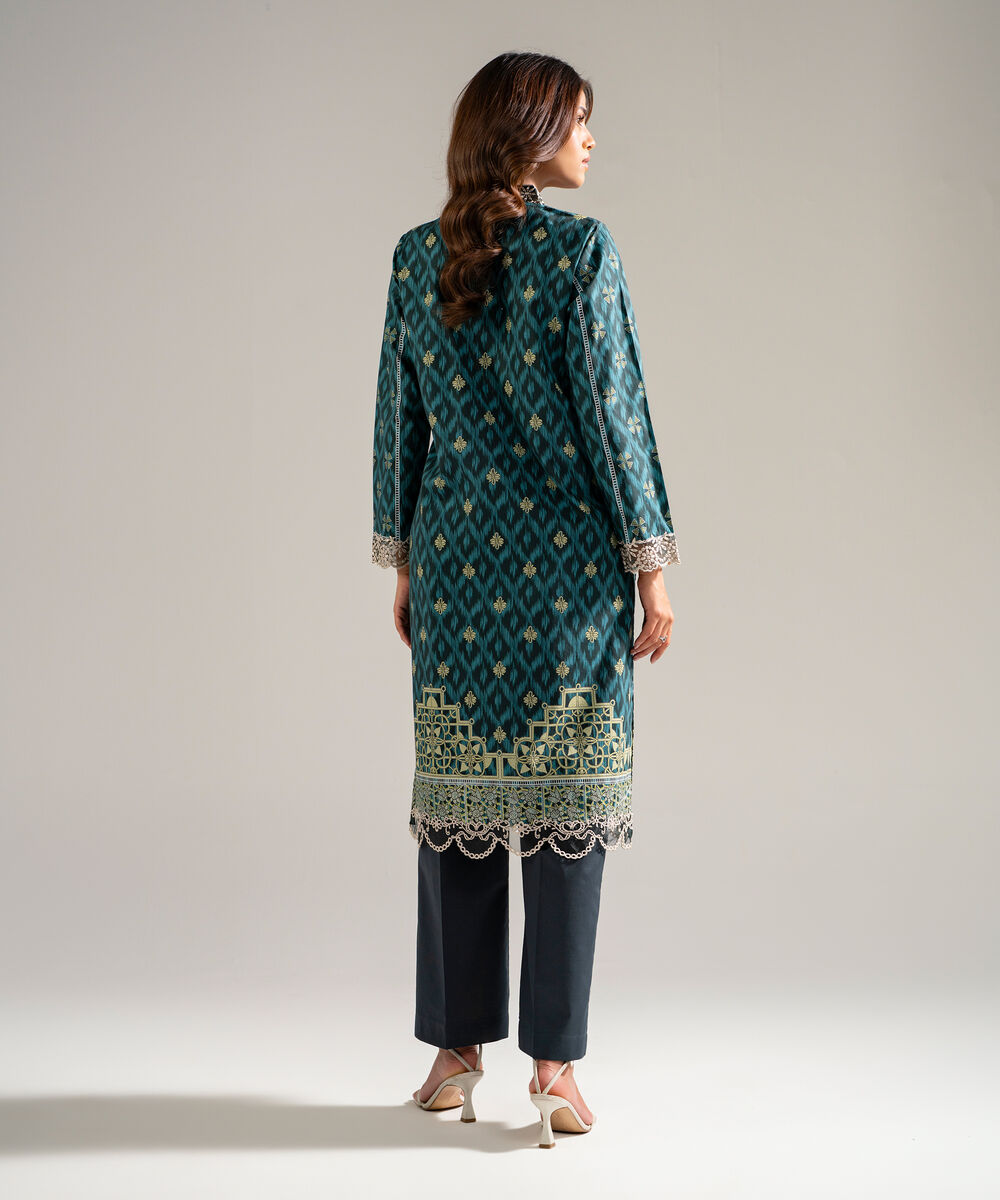 Women's RTW Cambric Embroidered Beige 2 Piece Suit