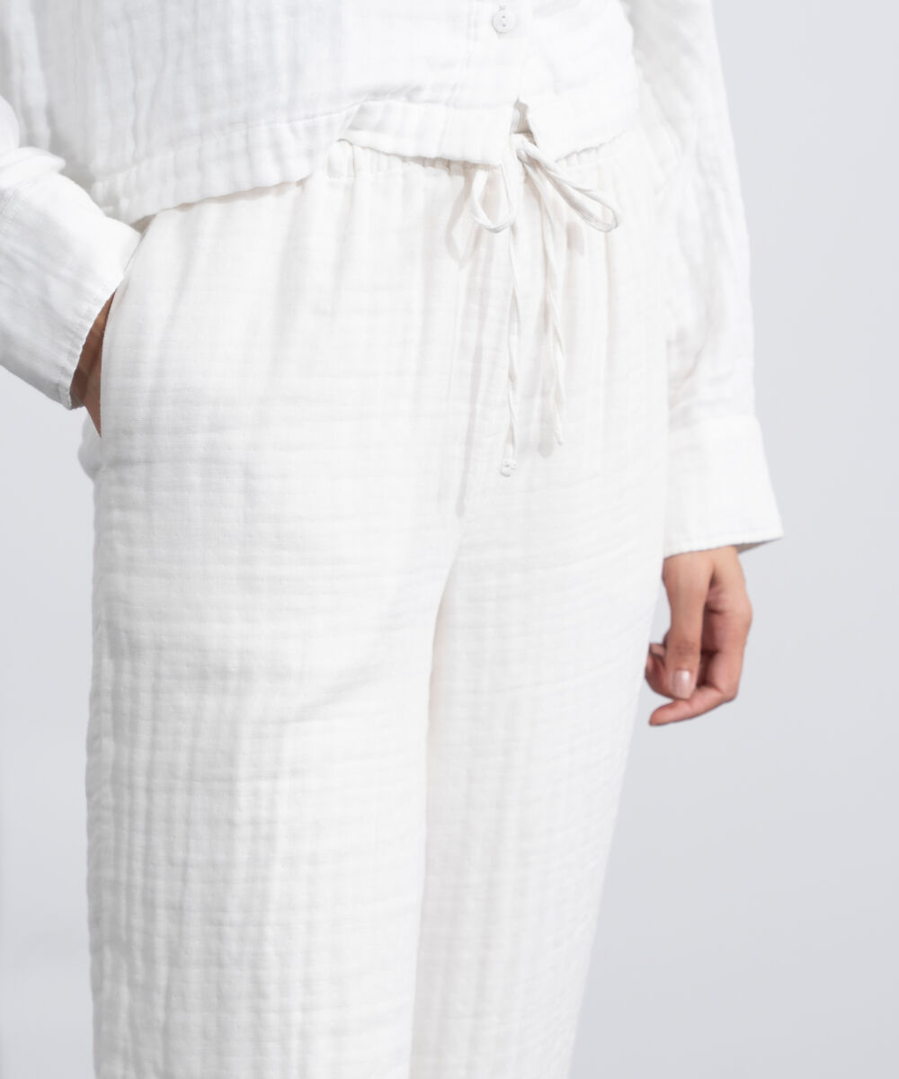 Women's Western White Cotton Muslin Pull-On Trousers