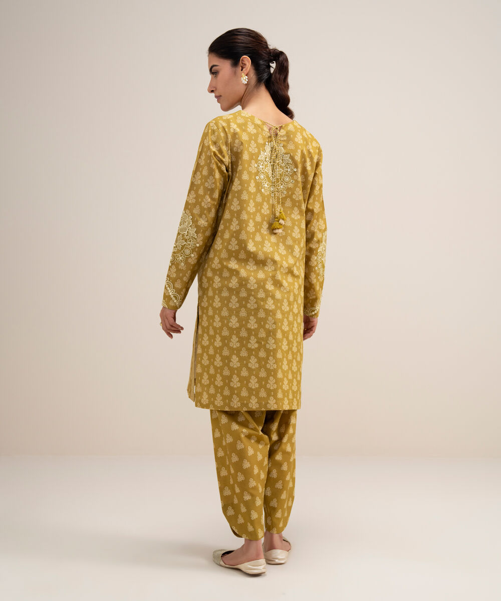 Women's Unstitched Lawn Embroidered Yellow 2 Piece Suit