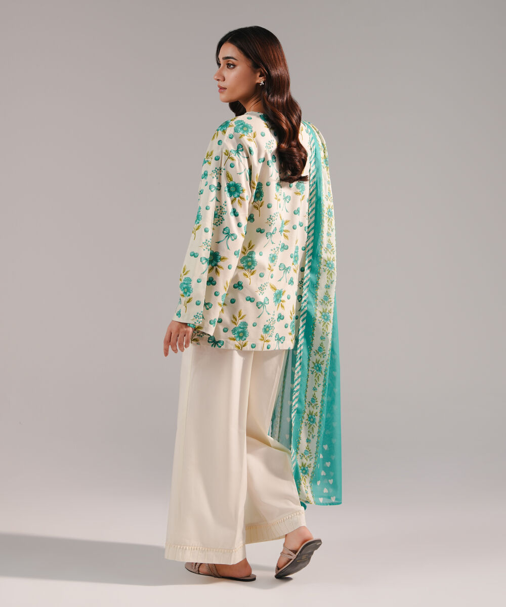 Women's RTW Cotton Viscose Printed Grey 2 Piece Suit