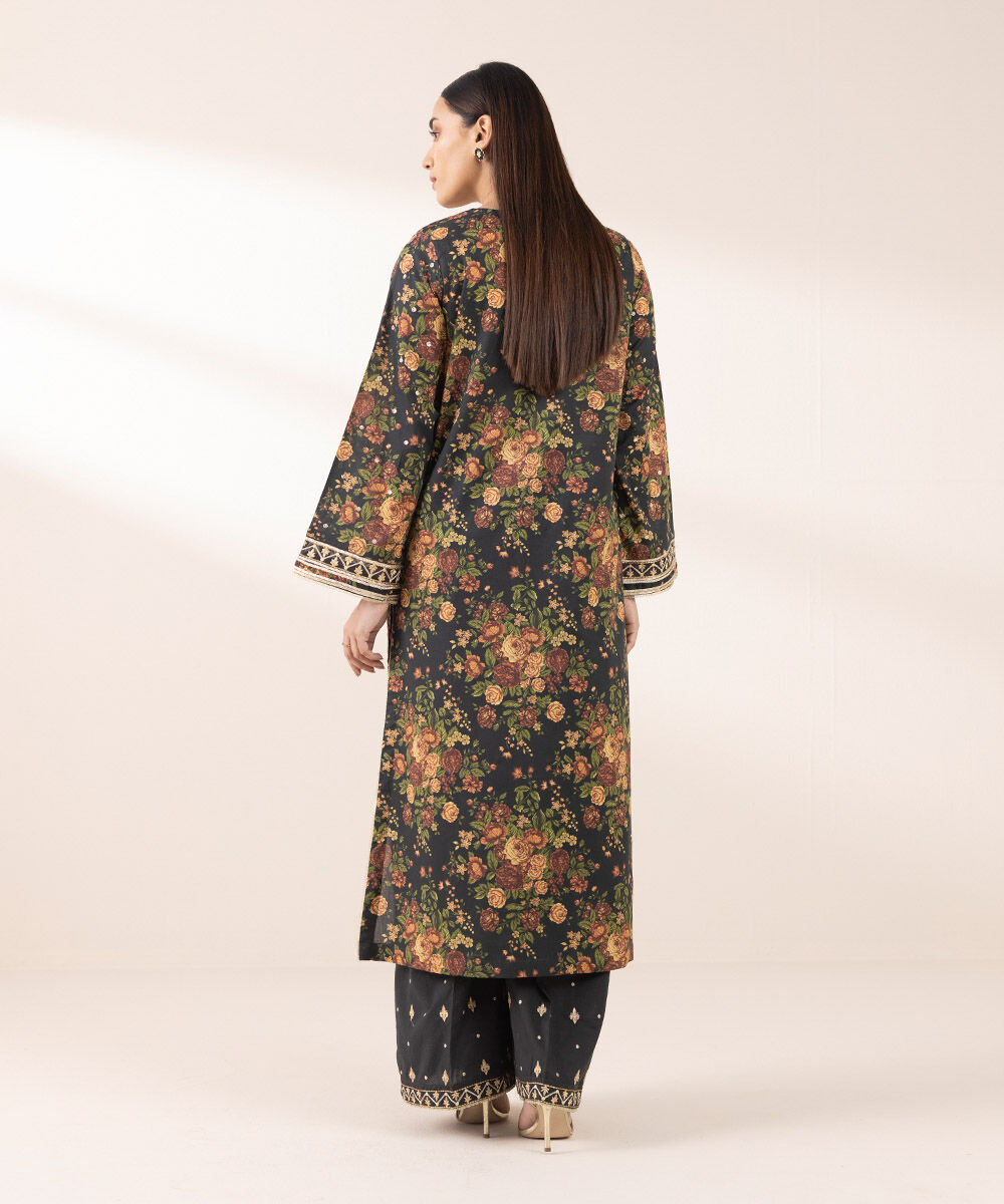 Women's Pret Lawn Embroidered Black A-Line Shirt