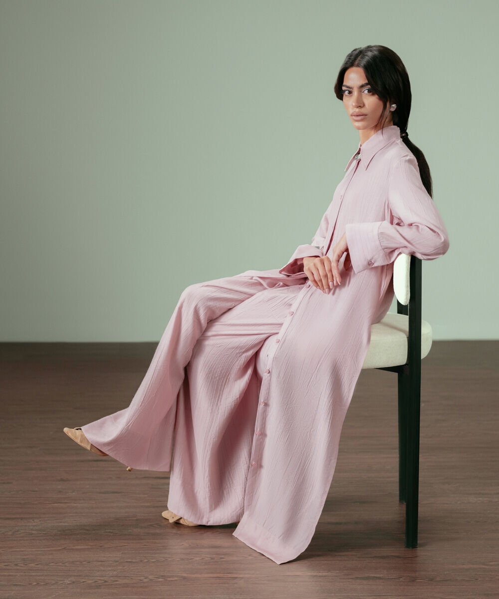 Flowy Long Shirt Women's Western Wear Pink Flowy Long Shirt With High Slits