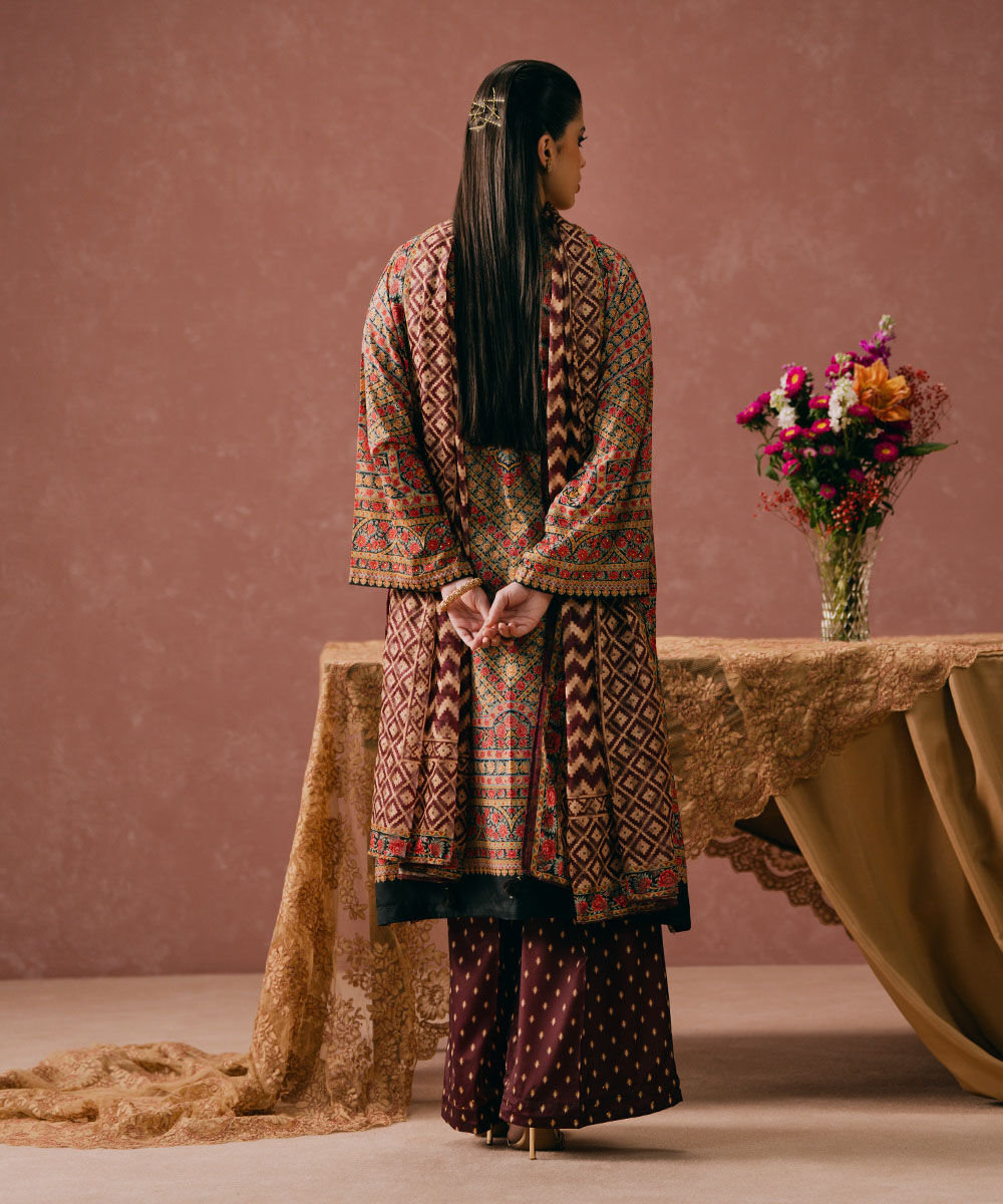 Women's Pret Blended Grip Red Printed Three Piece Suit