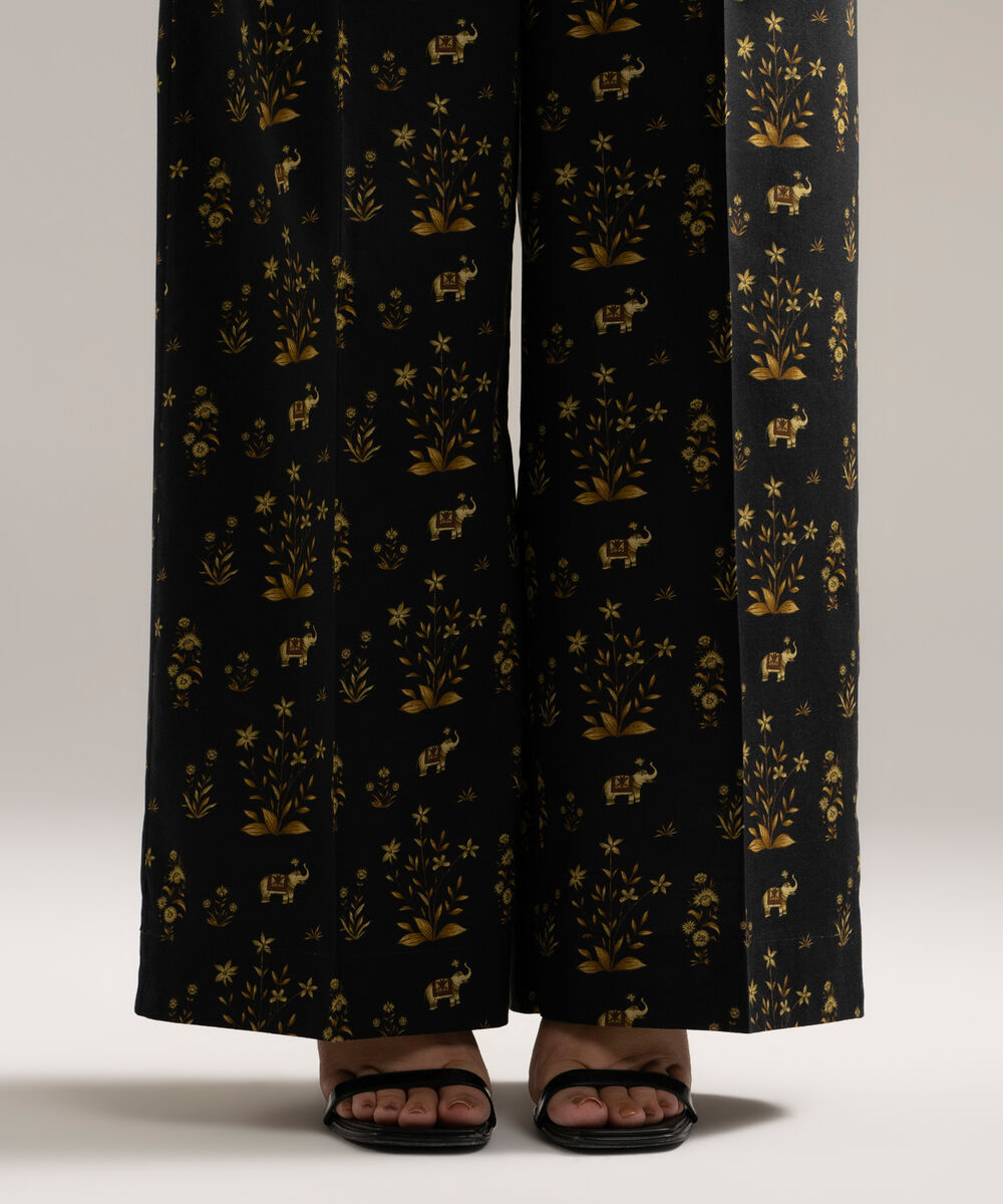 Women's RTW Cambric Printed Black Culottes