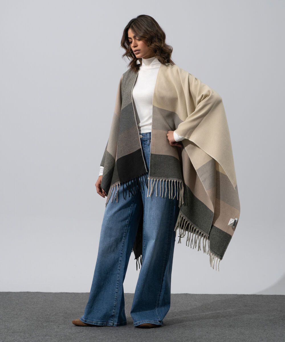 Women's Western Wear Polyester Striped Cape Shawl