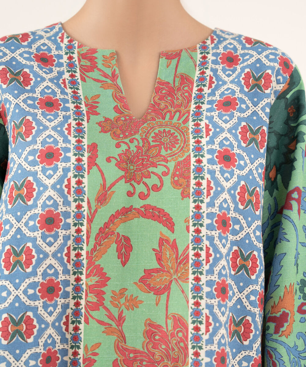 Women's Unstitched Light Khaddar Printed Multi 2 Piece Suit