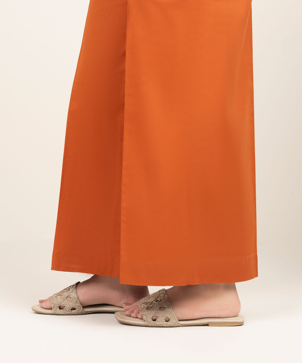 Women's RTW Lawn Solid Orange Culottes