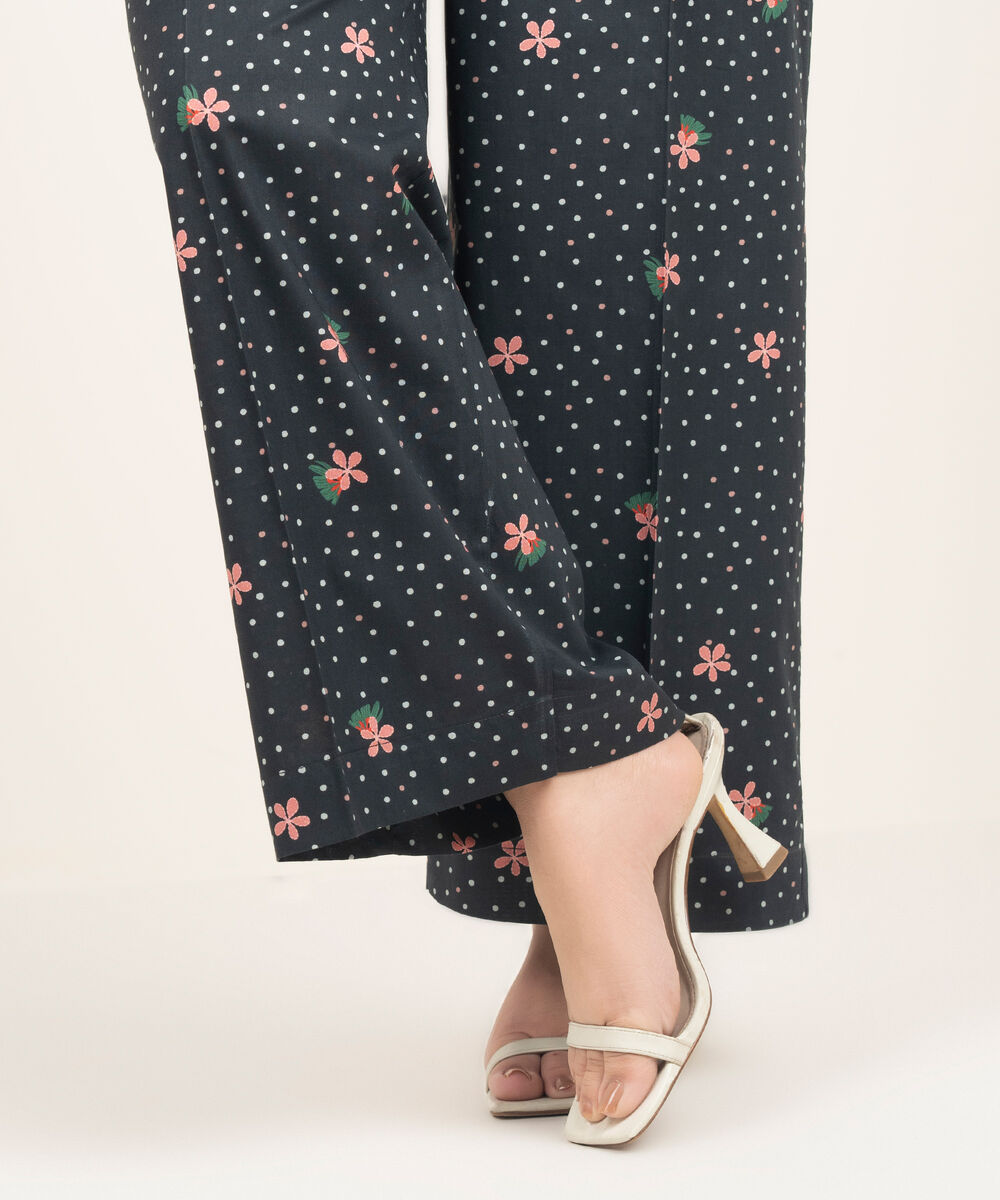 Women's RTW Cambric Printed Black Culottes