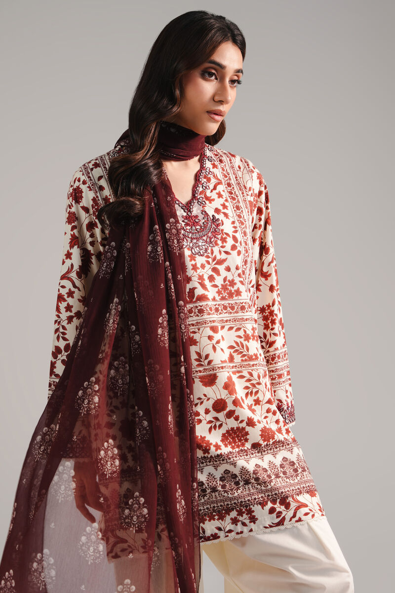 3 Piece - Embroidered Cambric Suit