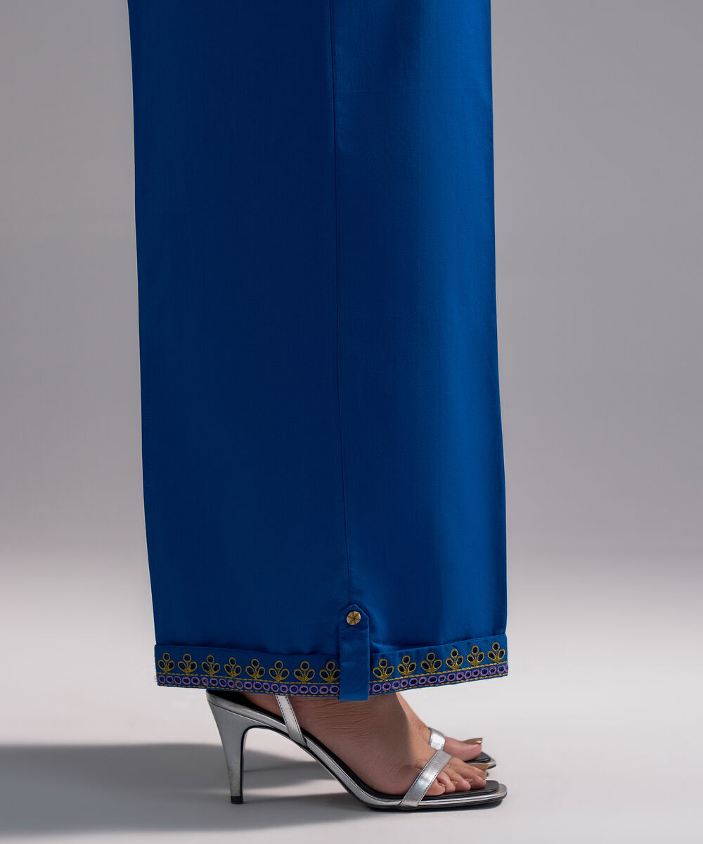Women's RTW Cambric Embroidered Dark Blue Culottes