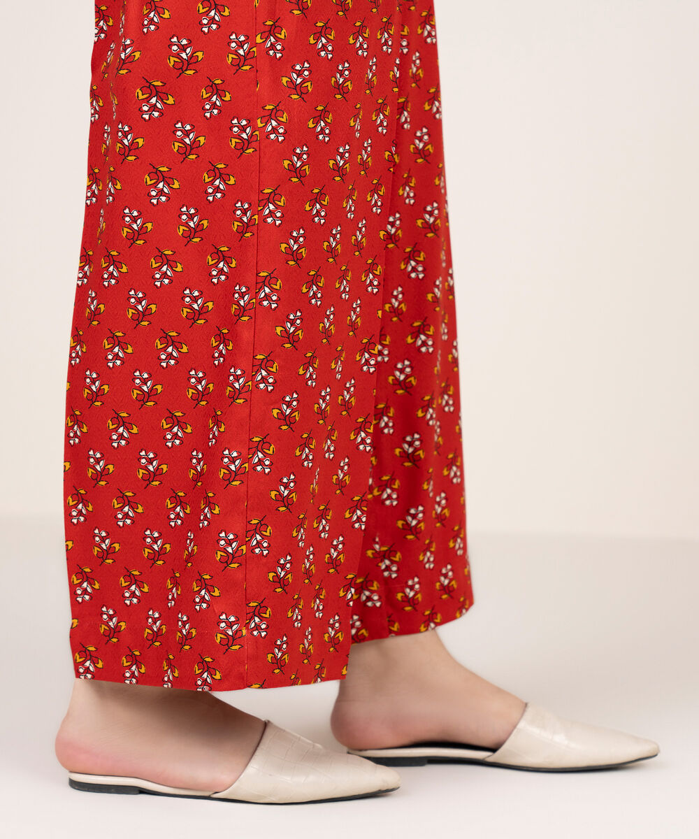 Women's RTW Dobby Printed Red Culottes