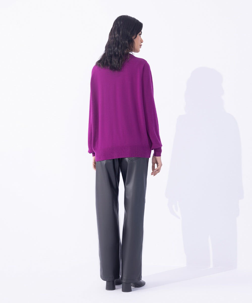 Woman - Purple Light Weight Knit Cardigan