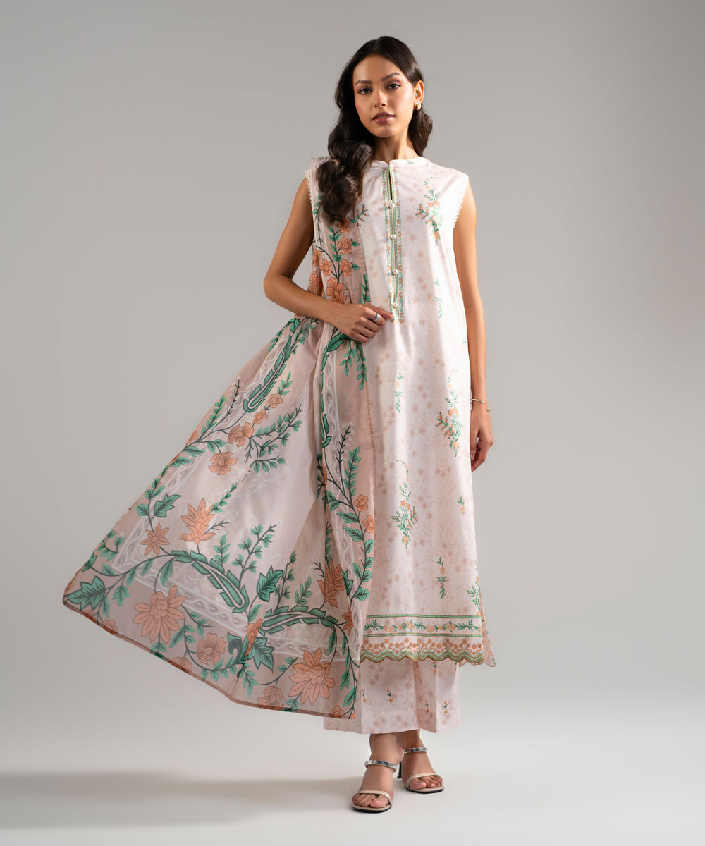 Fine Voile Printed Pink Dupatta