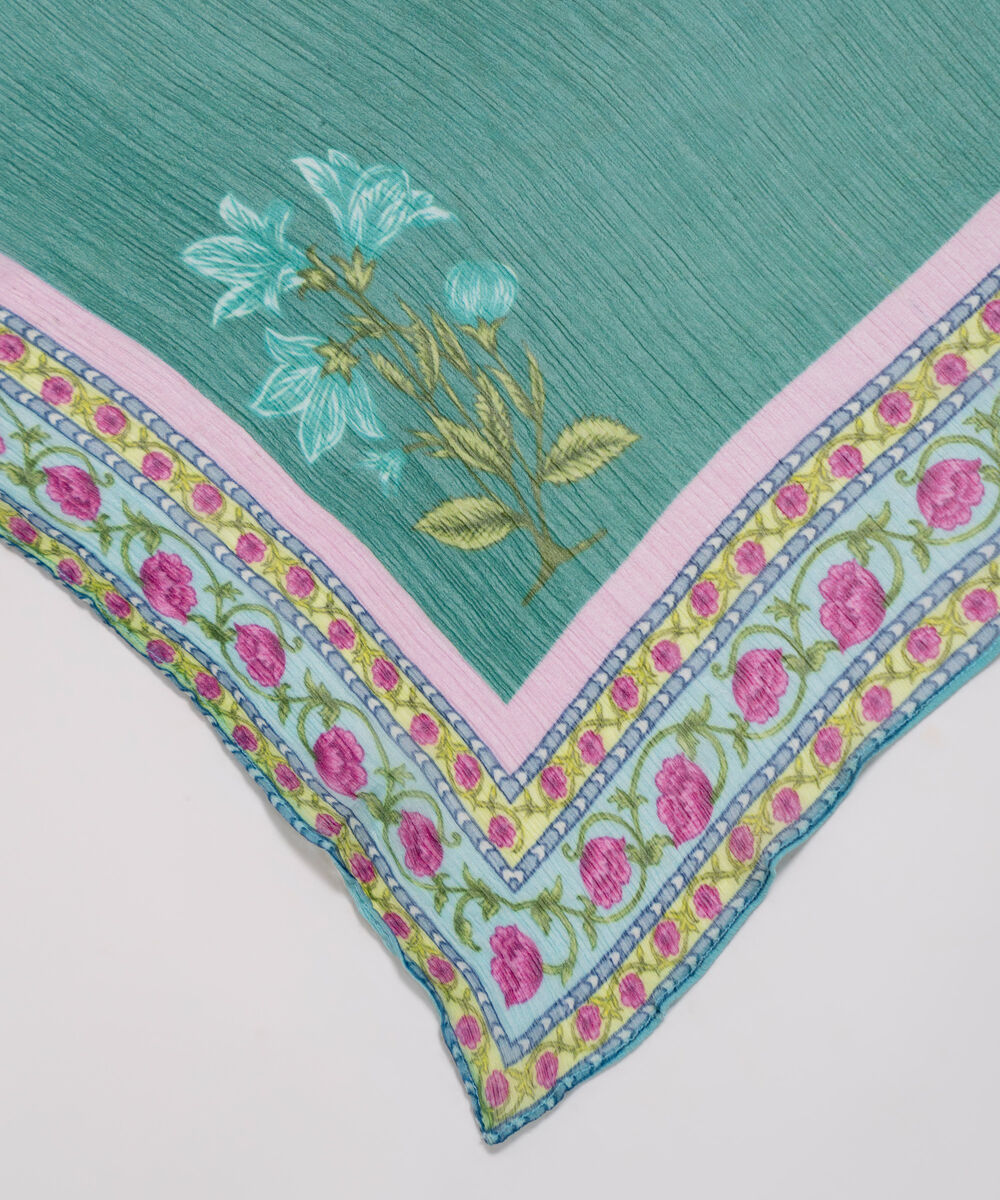 Chiffon Printed Green Dupatta