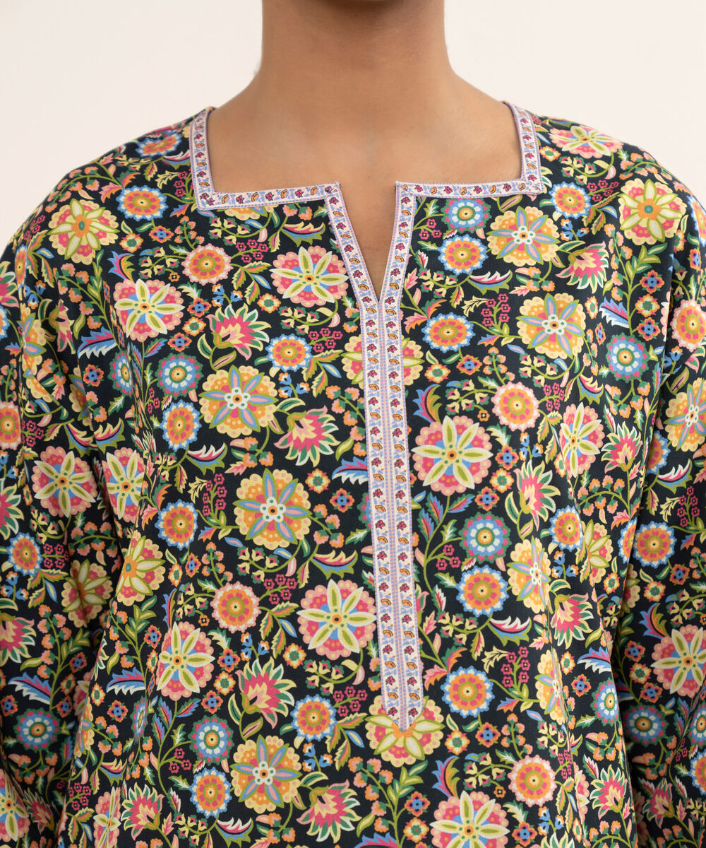 Women's Unstitched Cotton Printed Multi 2 Piece Suit