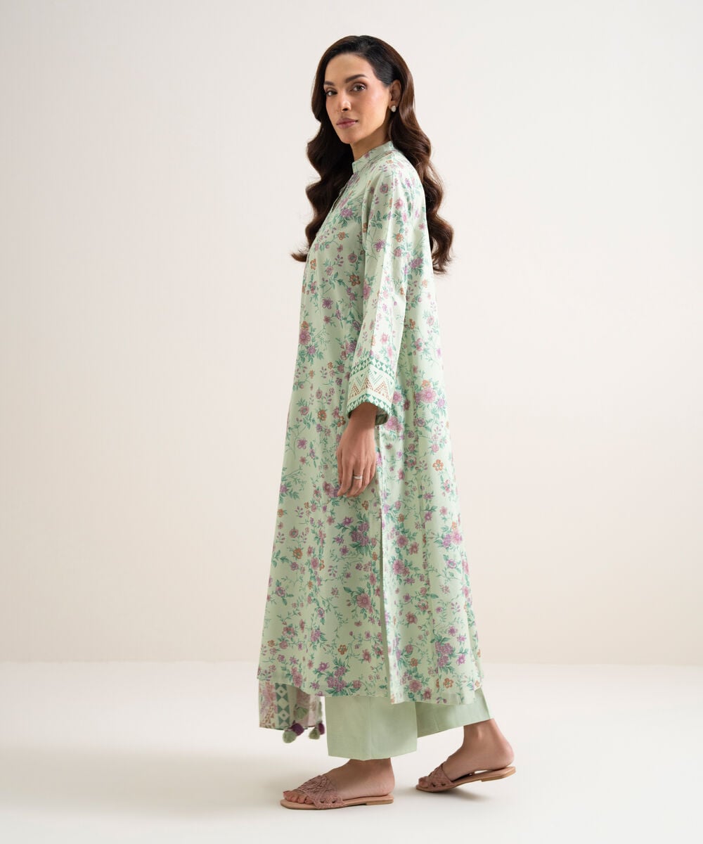 3 Piece - Printed Cotton Suit — Sapphire view 3