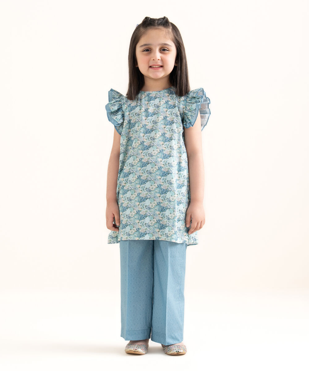 Girls Two Piece Printed Arabic Lawn Suit