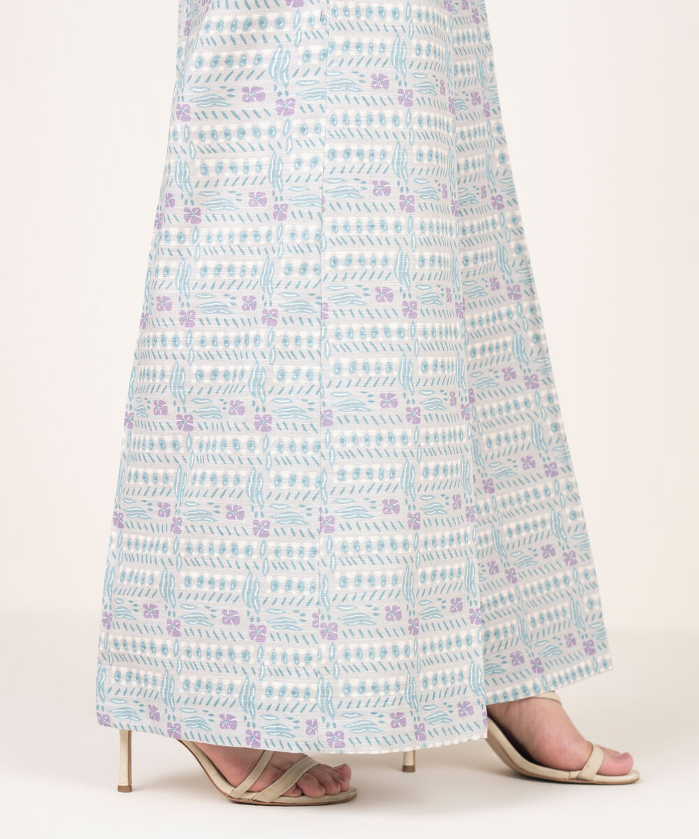 Women's RTW Khaddar Printed Grey Flared Pants