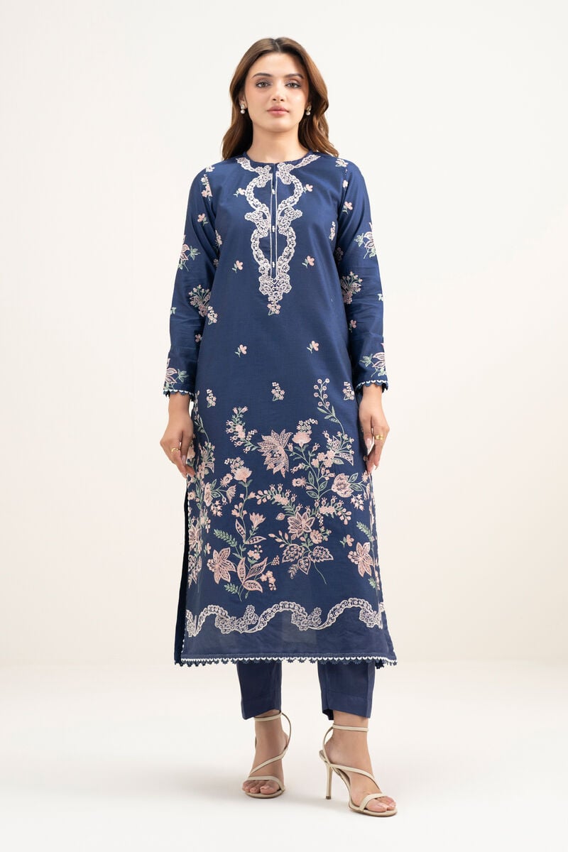 2 Piece - Emboidered Cotton Net Suit