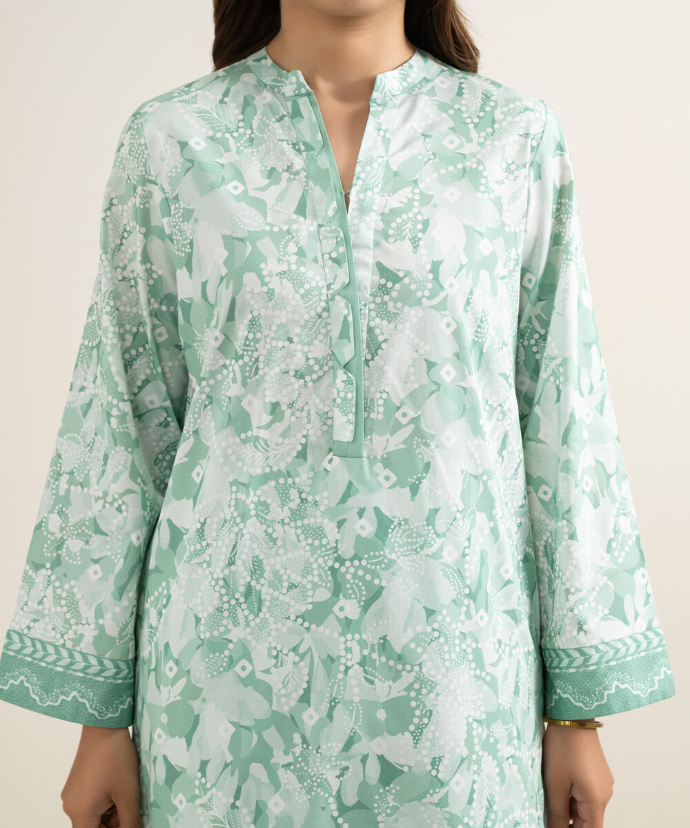 Women's Unstitched Lawn Printed Green 3 Piece Suit