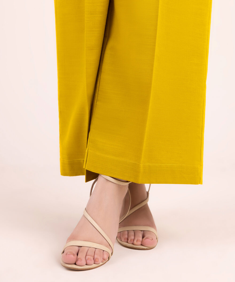 Women's RTW Khaddar Solid Mustard Culottes