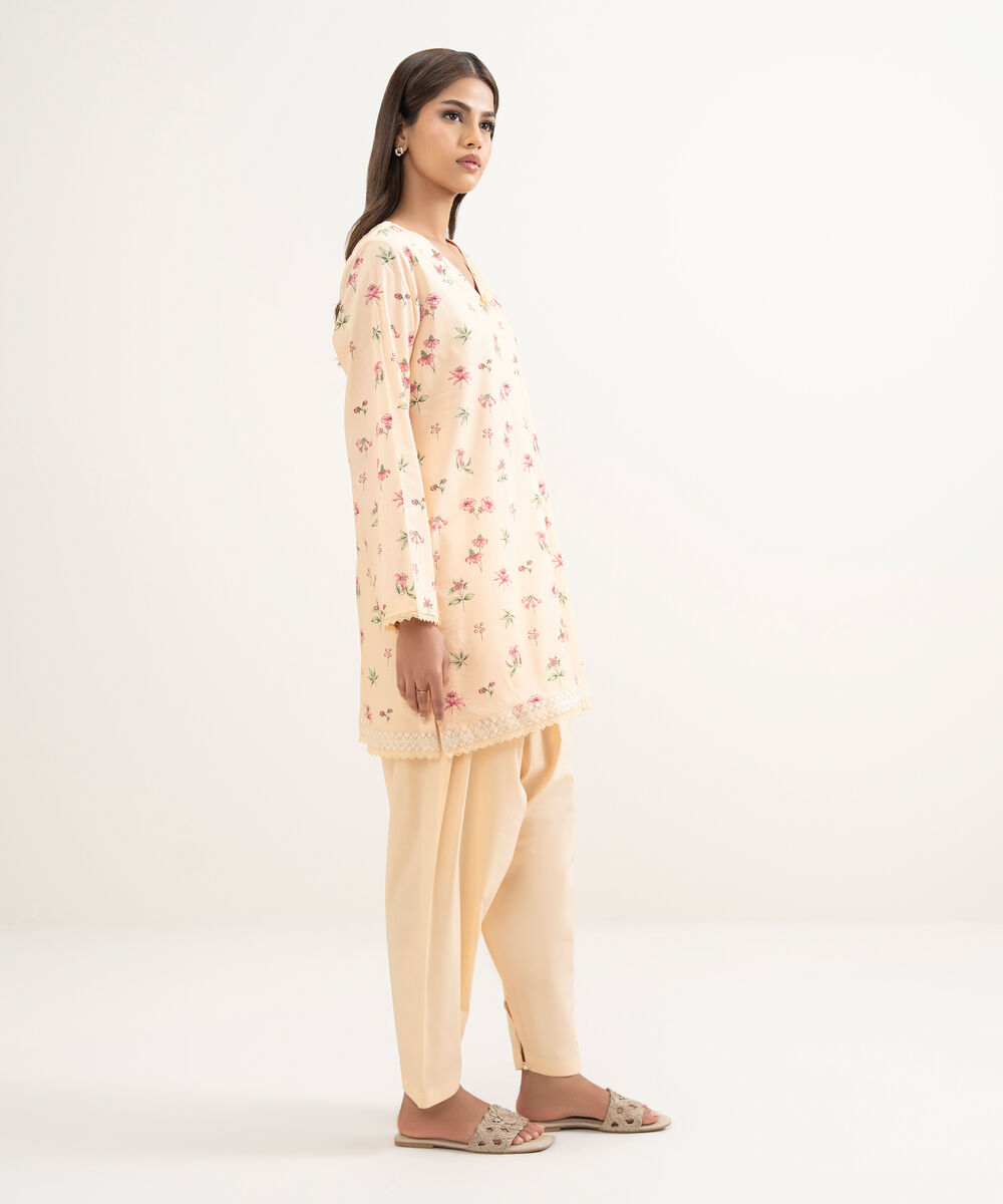 Women's RTW Cotton Viscose Embroidered Pink Straight Shirt