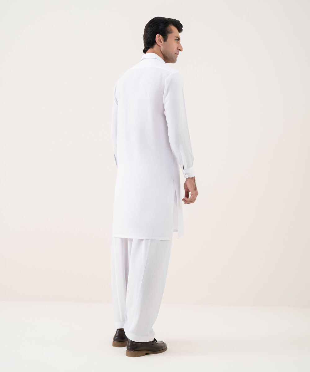 Men's 100% Cotton Plain White Kameez Shalwar