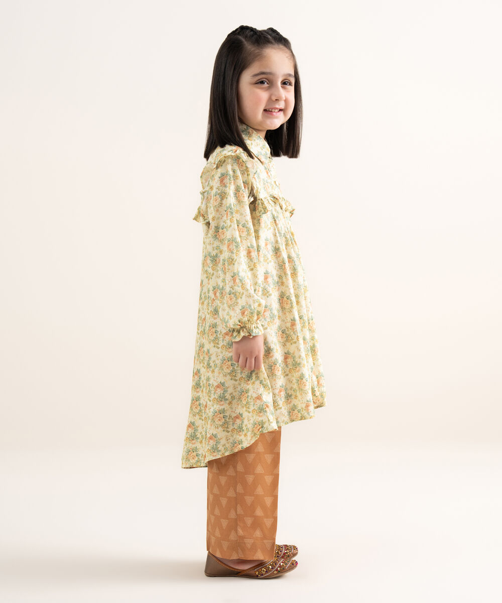Girls Two Piece Printed Arabic Lawn Suit
