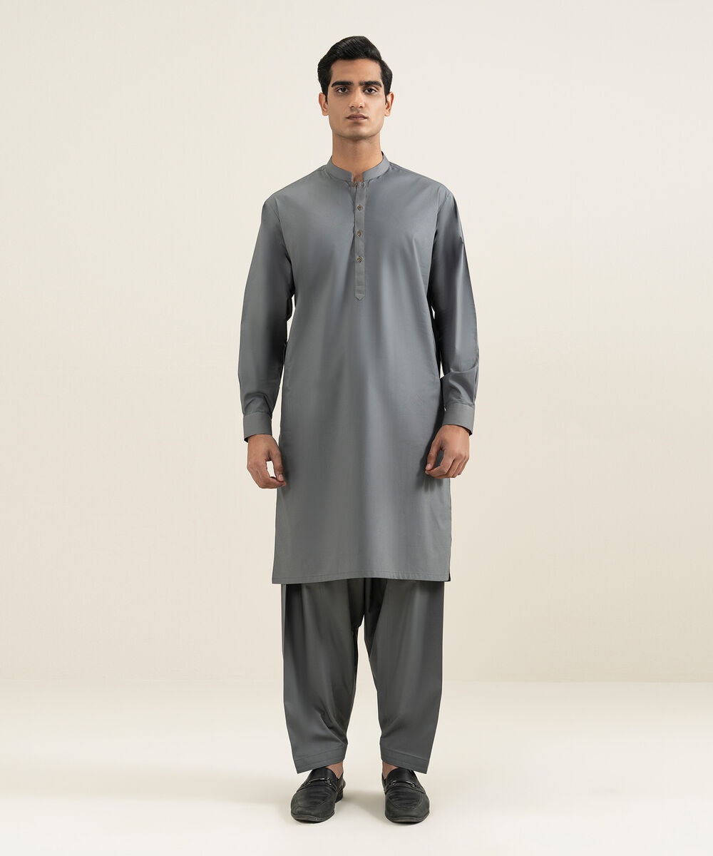 Men's grey 100% Cotton Kameez Shalwar