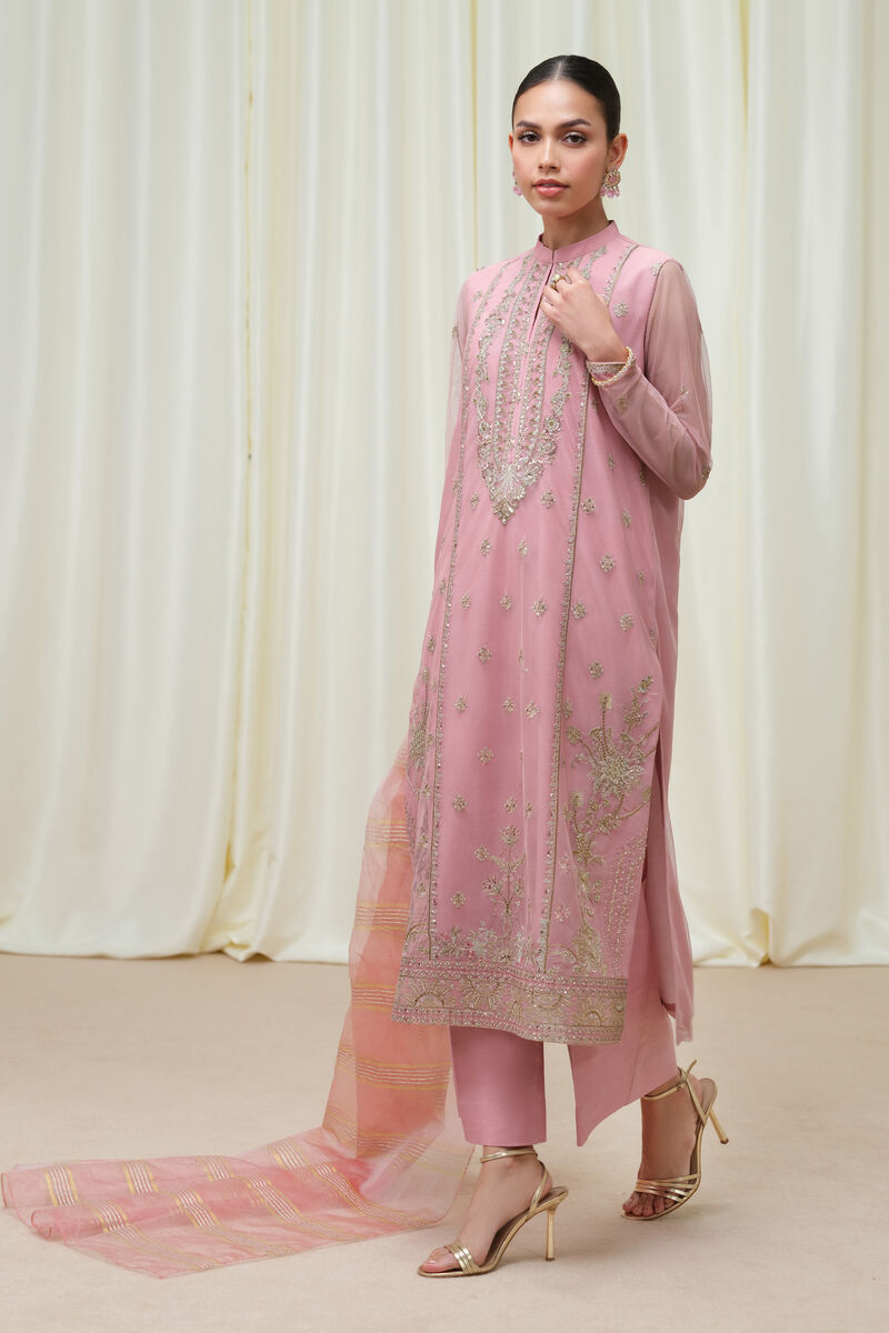 3 Piece - Embroidered Net Suit