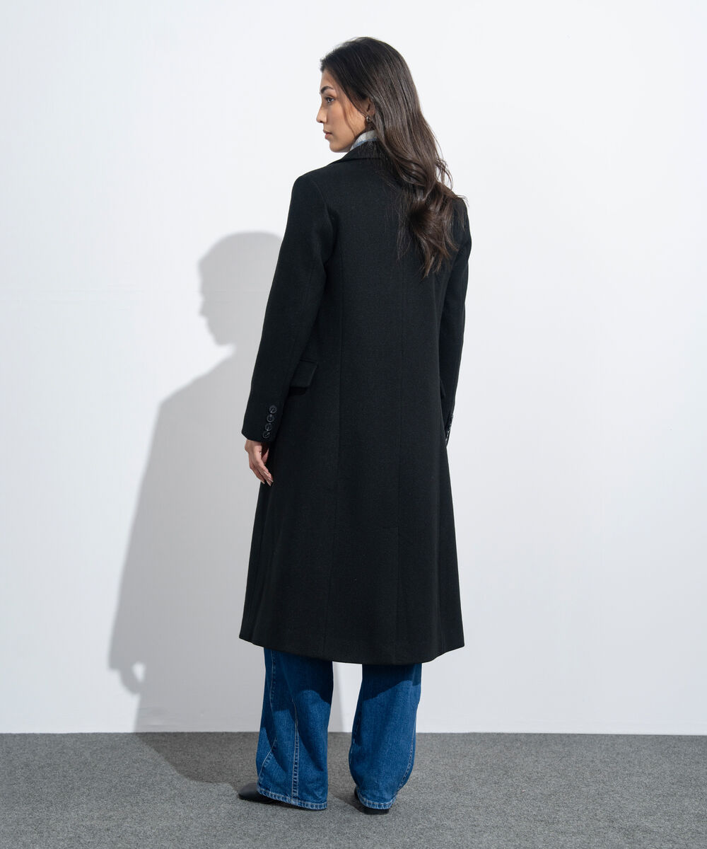 Women's Western Wear Black Double Breasted Long Coat