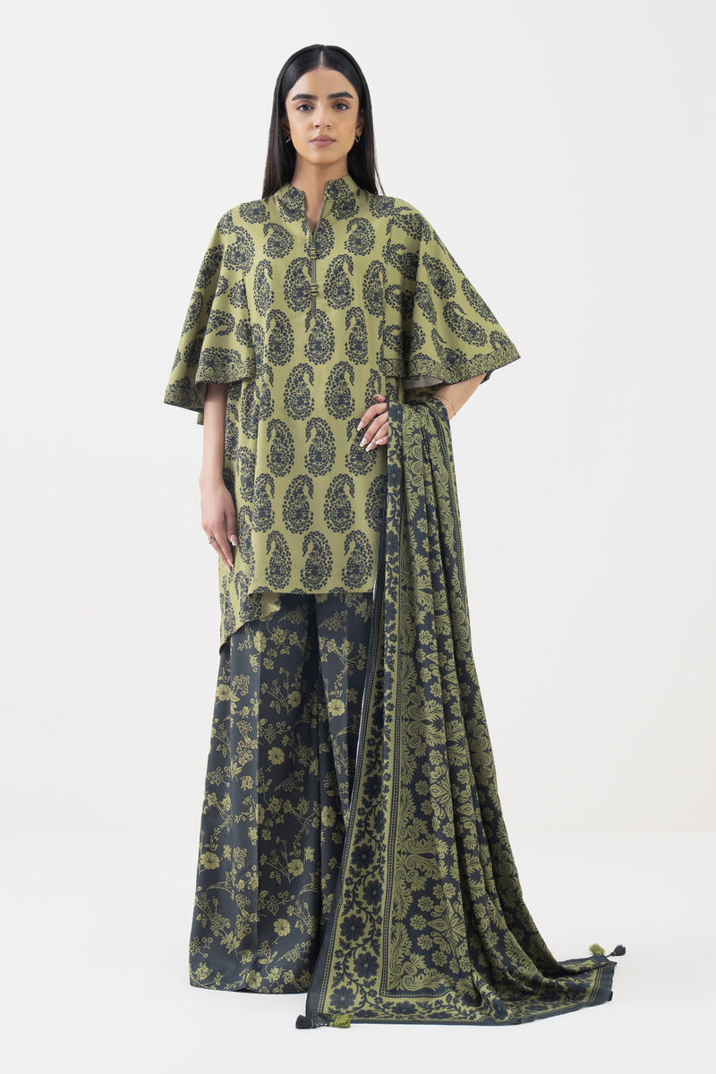 3 Piece - Printed Linen Suit