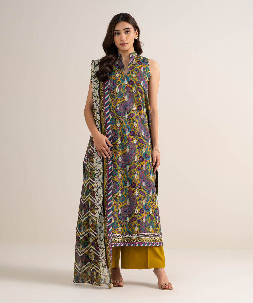 Women's Unstitched Lawn Printed Multi