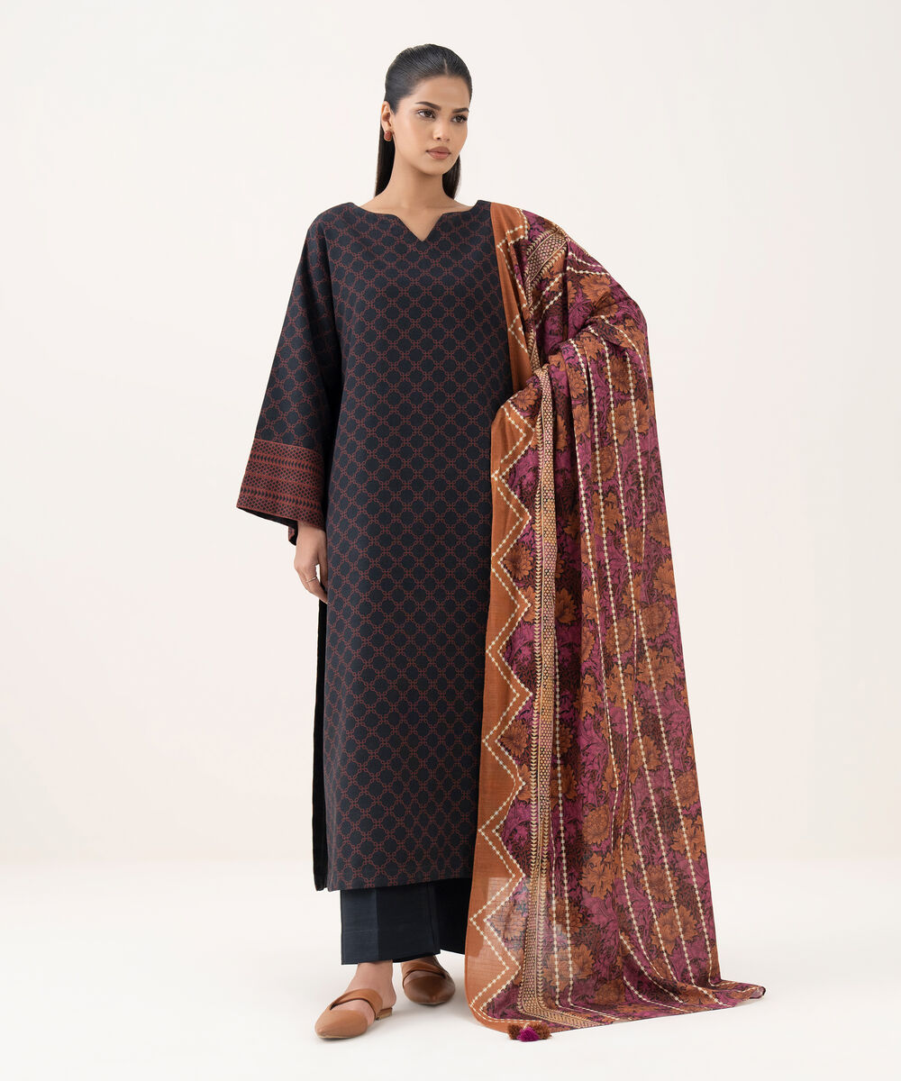 Women's Unstitched Light Khaddar Printed Multi Two Piece Suit