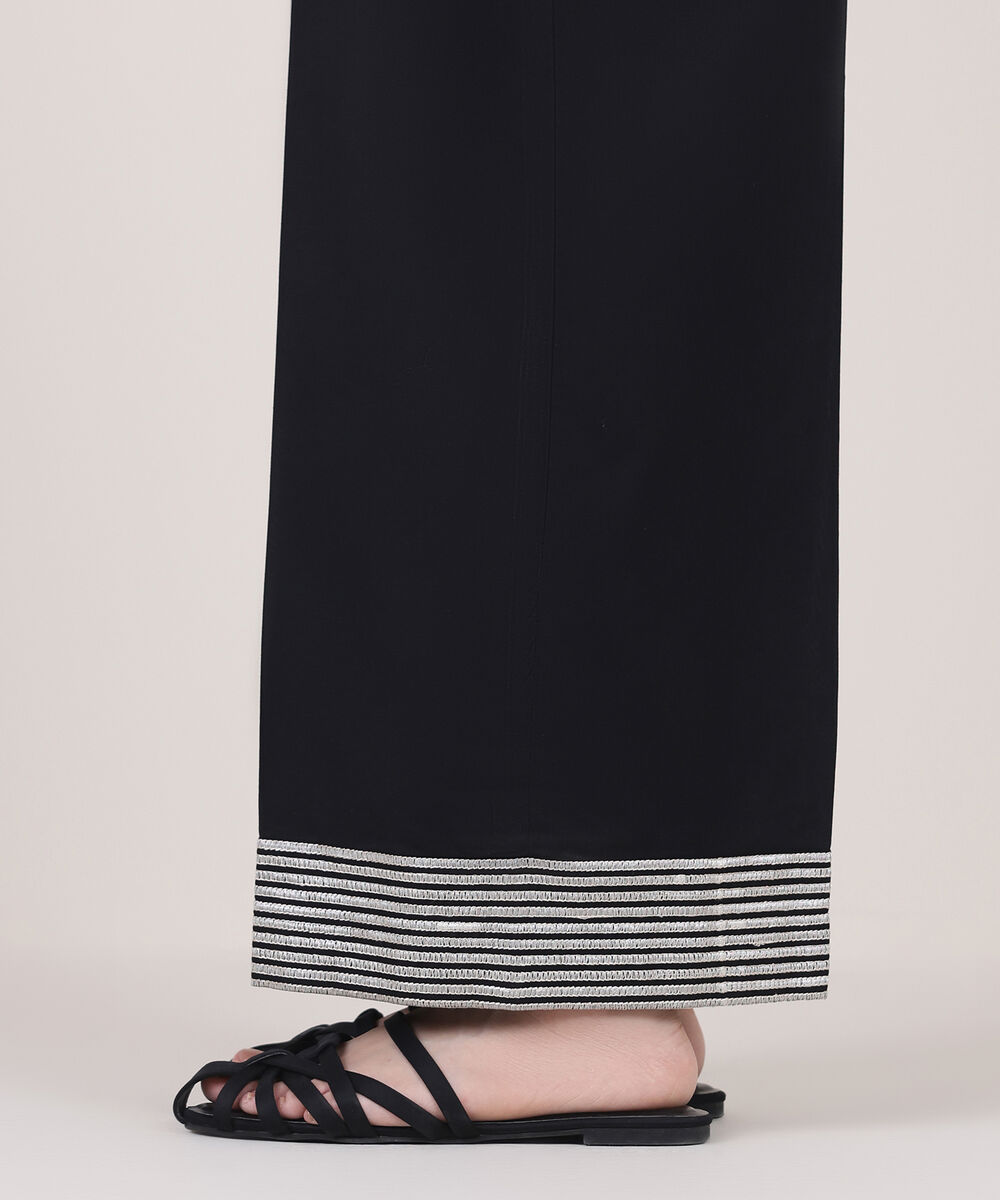 Women's RTW Cambric Black Embroidered Culottes