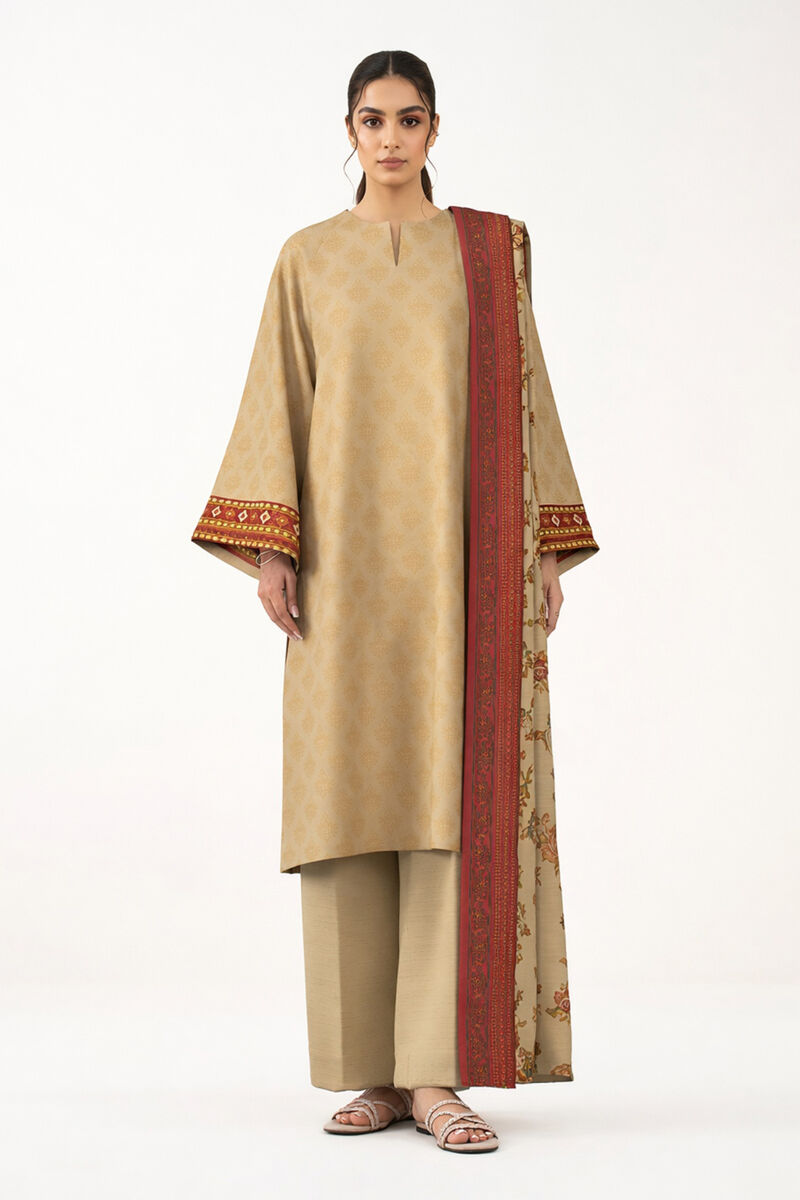3 Piece - Printed Khaddar Suit