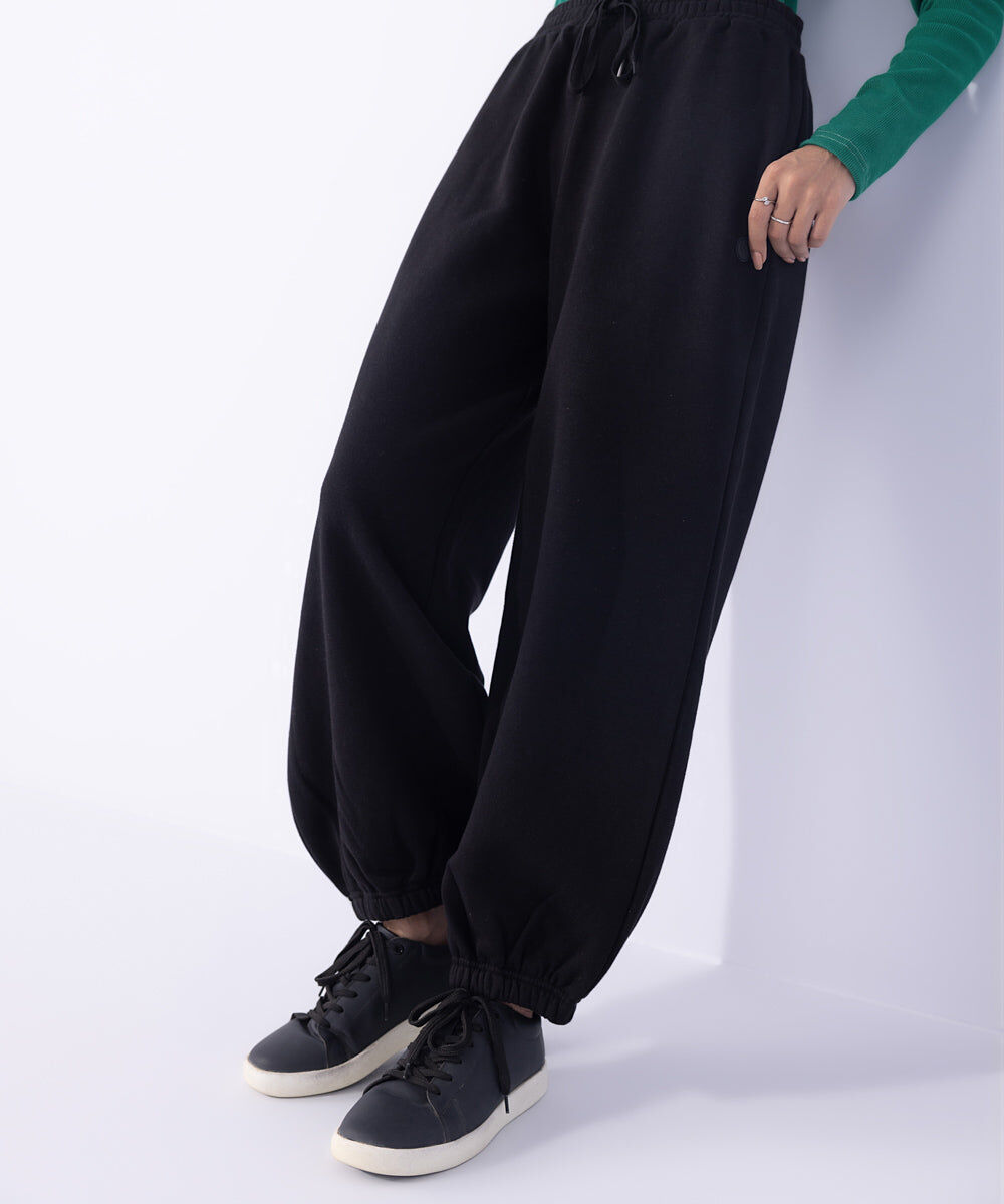 Woman - Black Oversized Jogging Trousers