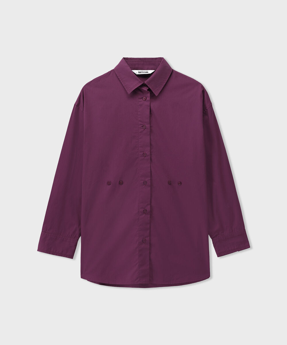 Women's Western Wear Purple Cinched Waist Button Through Shirt